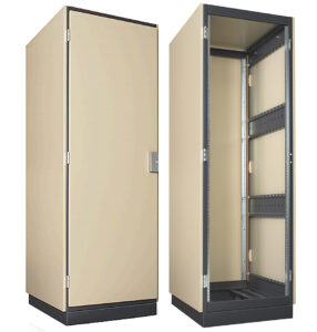 the front and back of a challenger cabinet with a door