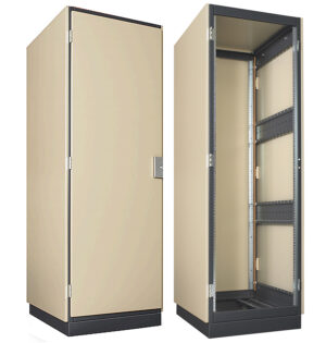 the front and back of a challenger cabinet with a door